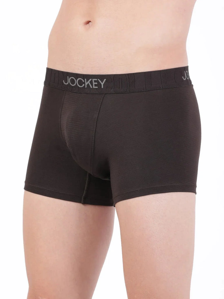 Brown Jockey Supima Cotton Elastane Stretch Solid Trunk Underwear For Men