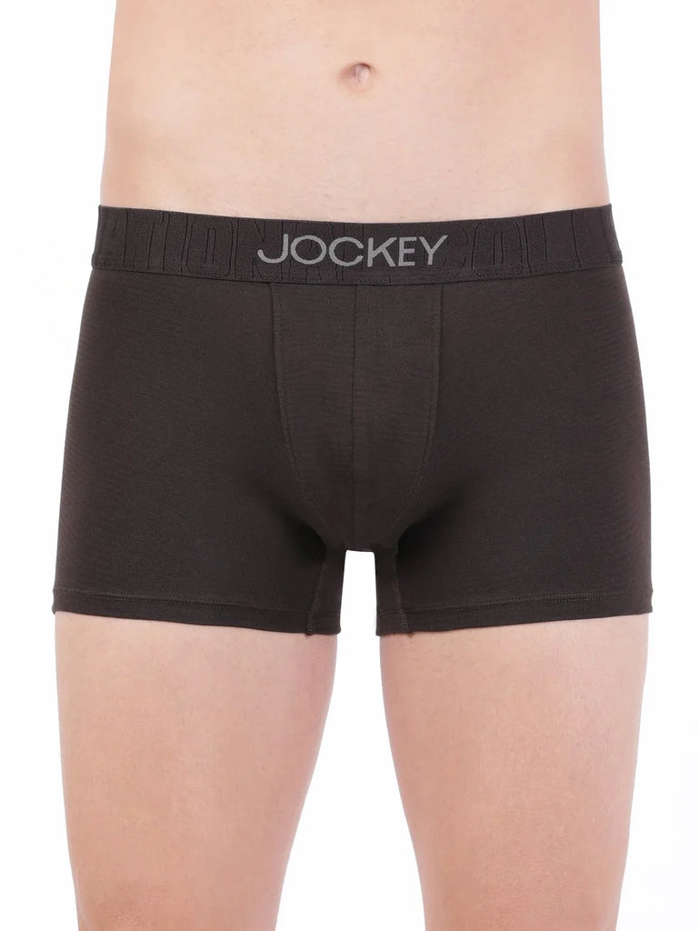 Brown Jockey Supima Cotton Elastane Stretch Solid Trunk Underwear For Men