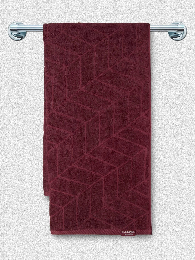 Cotton Terry Ultrasoft and Durable Patterned Bath Towel Burgundy