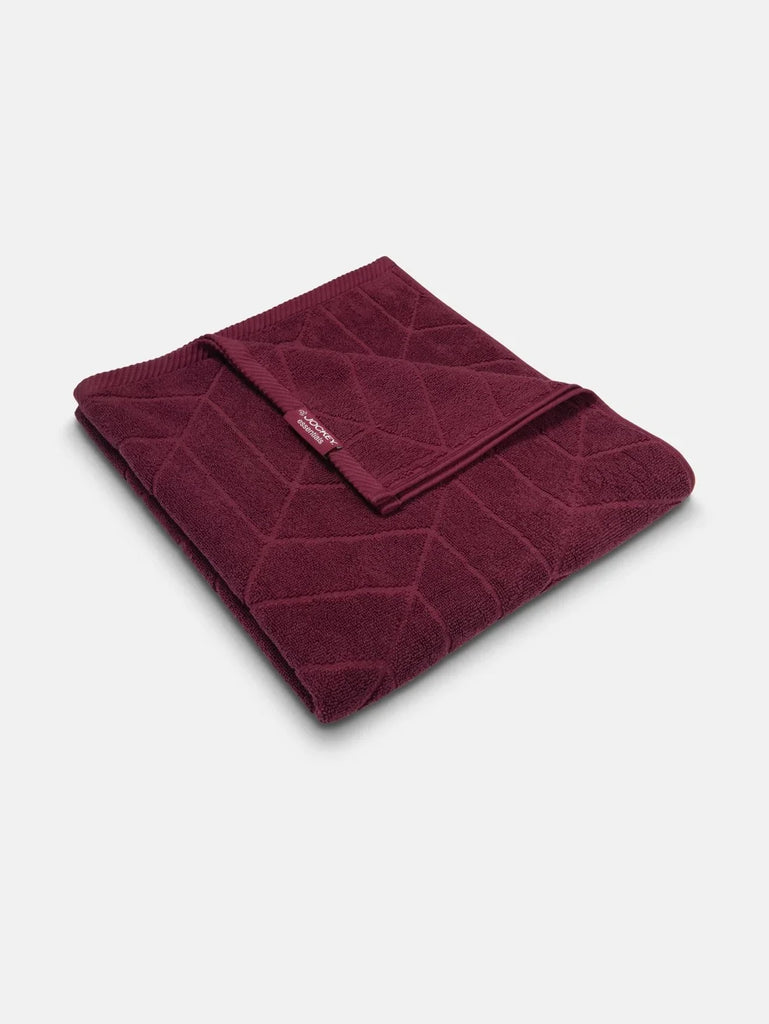 Cotton Terry Ultrasoft and Durable Patterned Bath Towel Burgundy