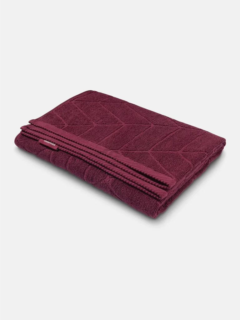 Cotton Terry Ultrasoft and Durable Patterned Bath Towel Burgundy