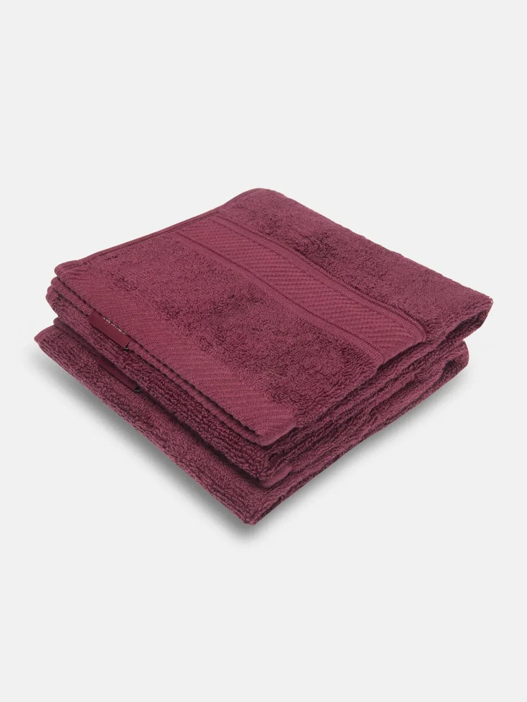 Burgundy Jockey Cotton Terry Ultrasoft and Durable Solid Hand Towel (Pack of 2)