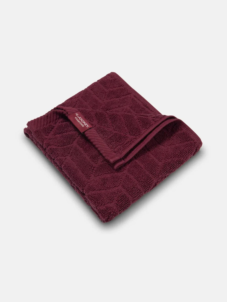 Cotton Terry Ultrasoft and Durable Patterned Hand Towel Burgundy