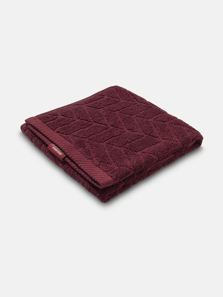 Cotton Terry Ultrasoft and Durable Patterned Hand TowelBurgundy