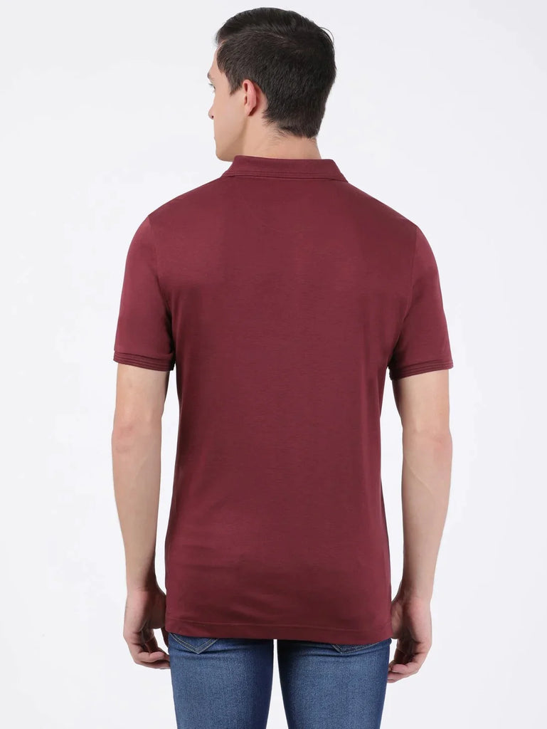 Burgundy JOCKEY Men's Solid Half Sleeve Polo T-Shirt