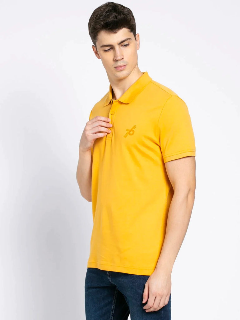 Burnt Gold JOCKEY Men's Solid Half Sleeve Polo T-Shirt