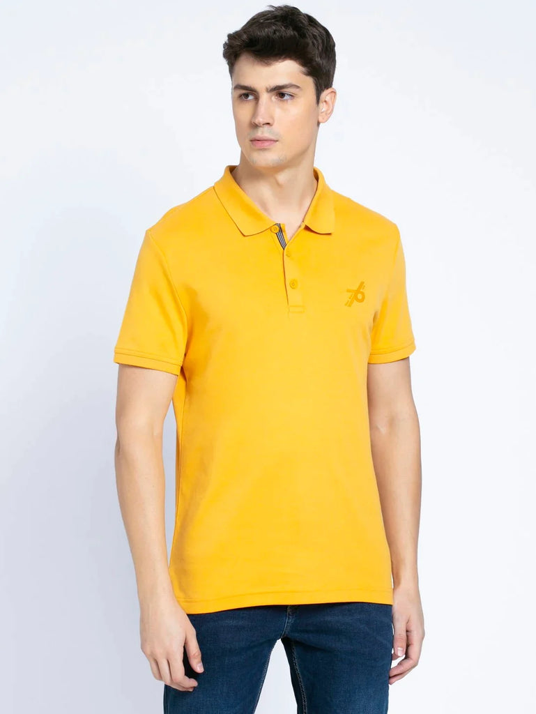 Burnt Gold JOCKEY Men's Solid Half Sleeve Polo T-Shirt