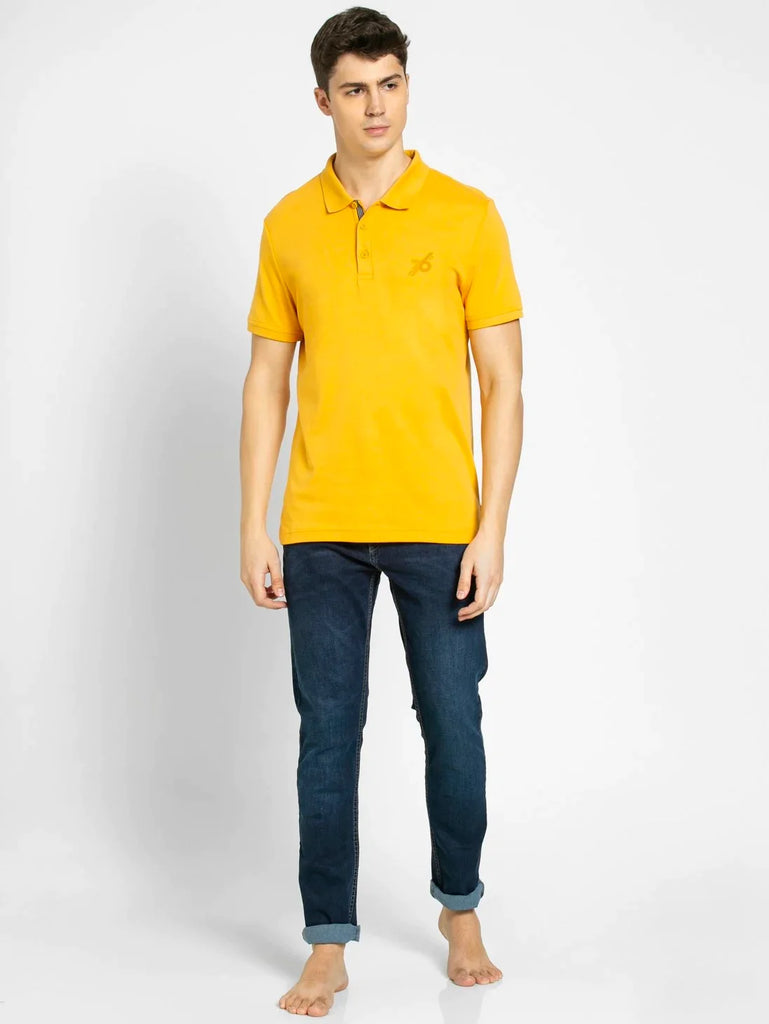 Burnt Gold JOCKEY Men's Solid Half Sleeve Polo T-Shirt