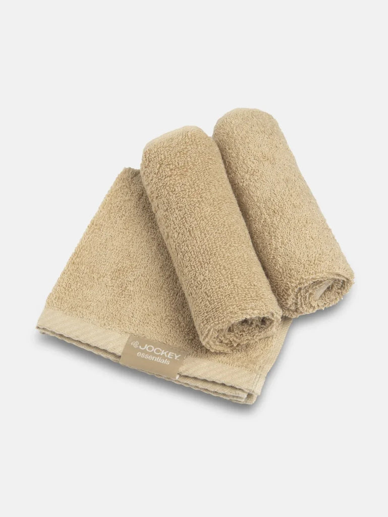 Camel Jockey Cotton Terry Ultrasoft and Durable Solid Face Towel (pack of 3)