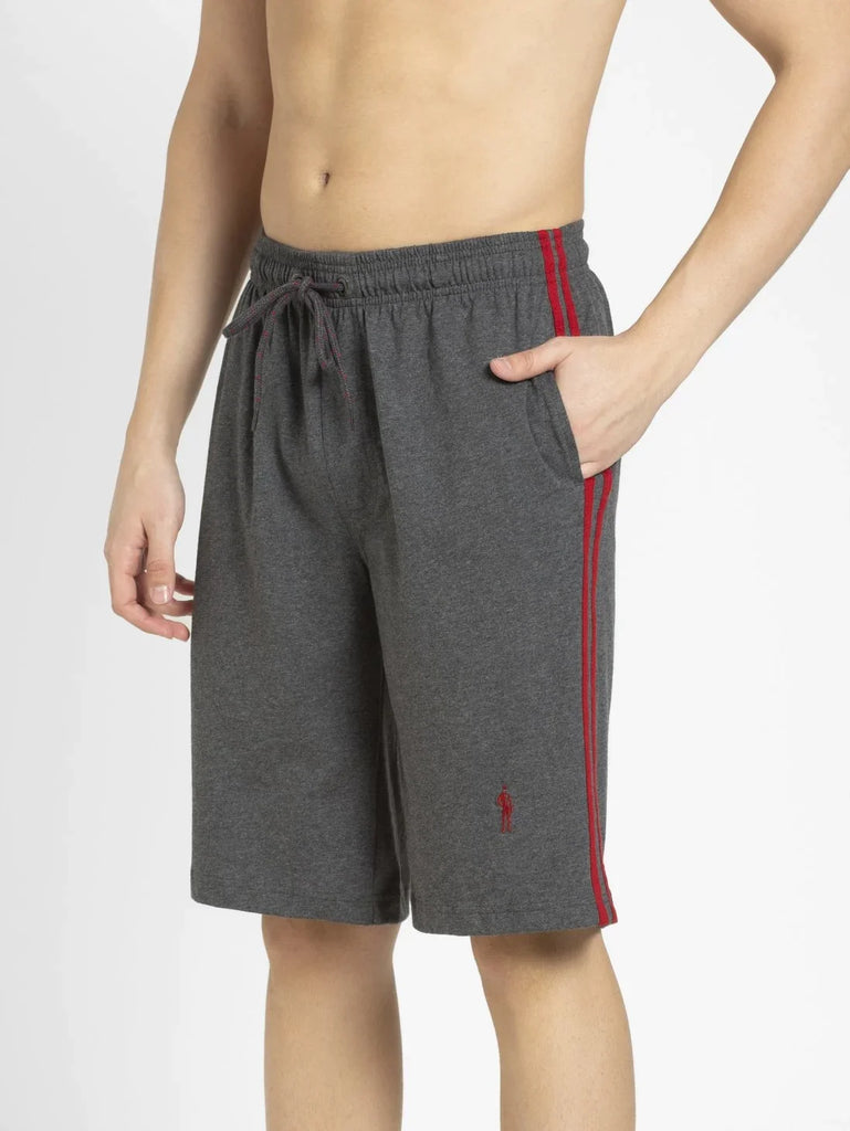 Charcoal Melange & Shanghai Red JOCKEY Men's Regular Fit Solid Shorts