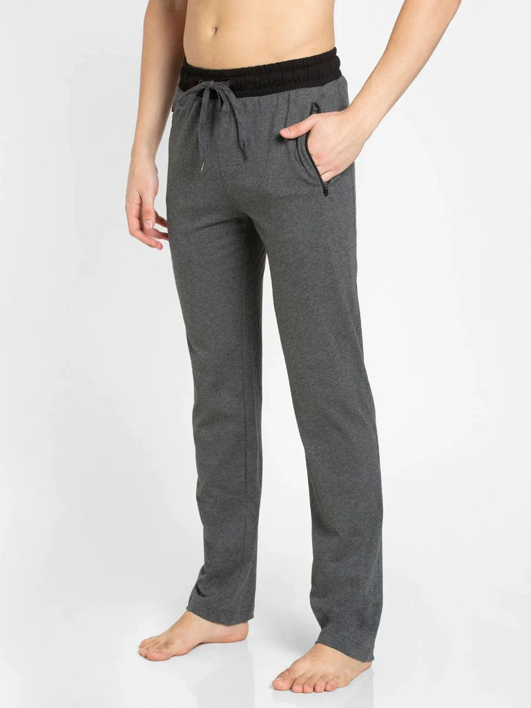 Charcoal Melange & Black Slim Fit JOCKEY Men's Trackpants