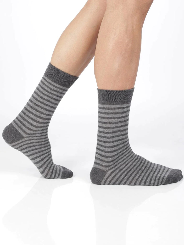 Charcoal Melange Jockey Men's Compact Cotton Stretch Crew Length Socks With Stay Fresh Treatment