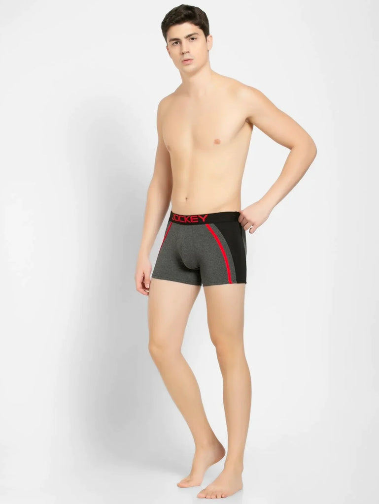 Charcoal Melange Jockey Elastane Stretch Solid Trunk Underwear For Men