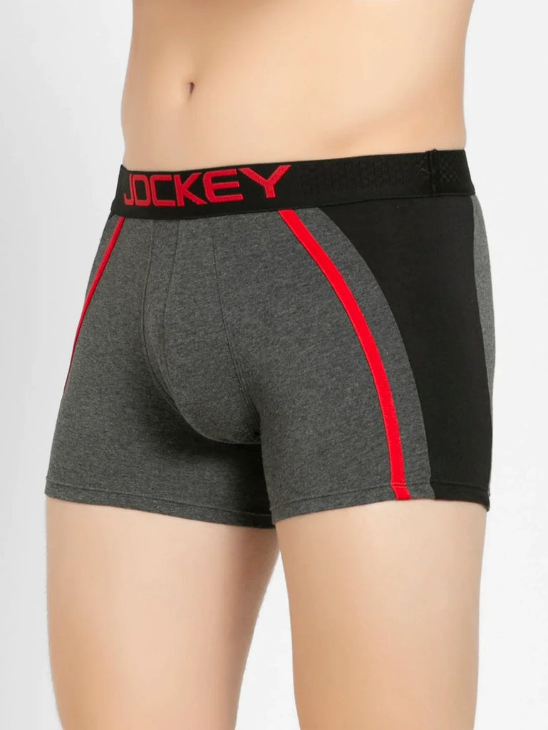 Charcoal Melange Jockey Elastane Stretch Solid Trunk Underwear For Men