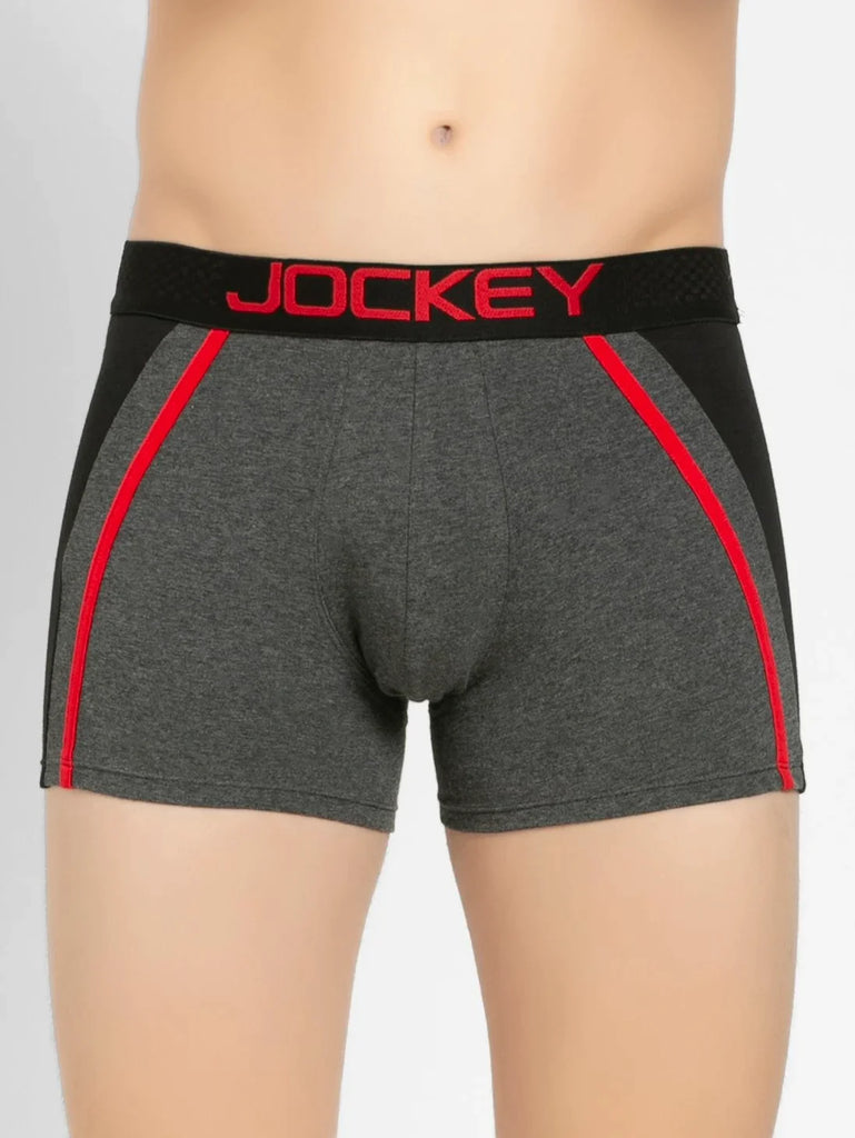 Charcoal Melange Jockey Elastane Stretch Solid Trunk Underwear For Men