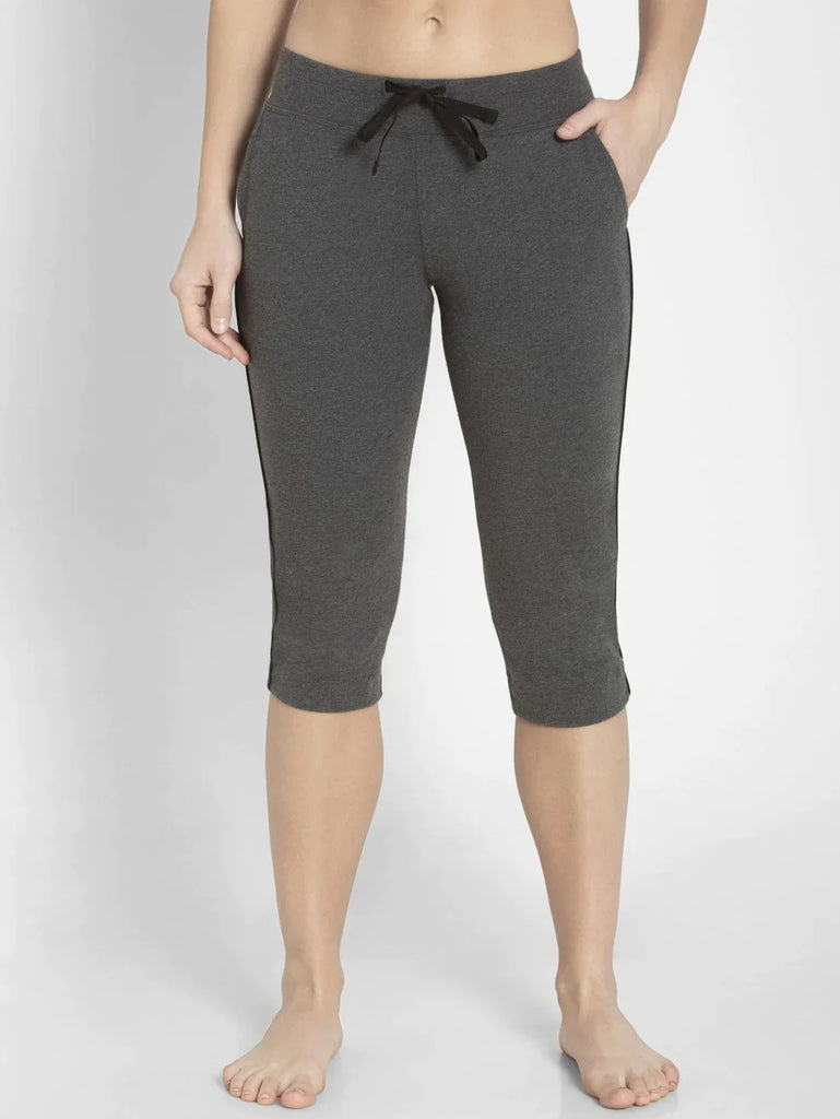 Charcoal Melange JOCKEY Women's Relaxed Fit Capri.