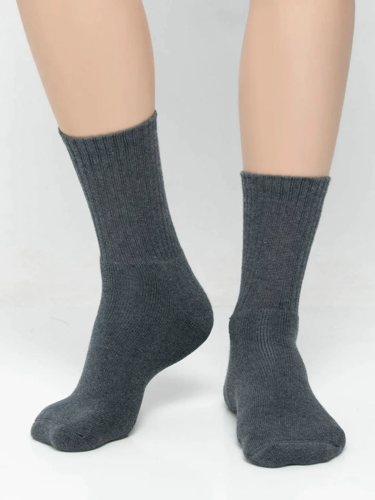 Charcoal Melange Jockey Men's Compact Cotton Terry Crew Length Socks With Stay Fresh Treatment