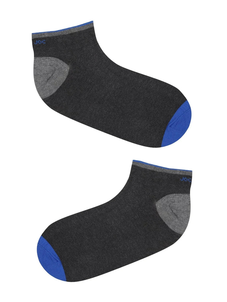 Charcoal Melange Jockey Men's Compact Cotton Stretch Low Show Socks With Stay Fresh Treatment