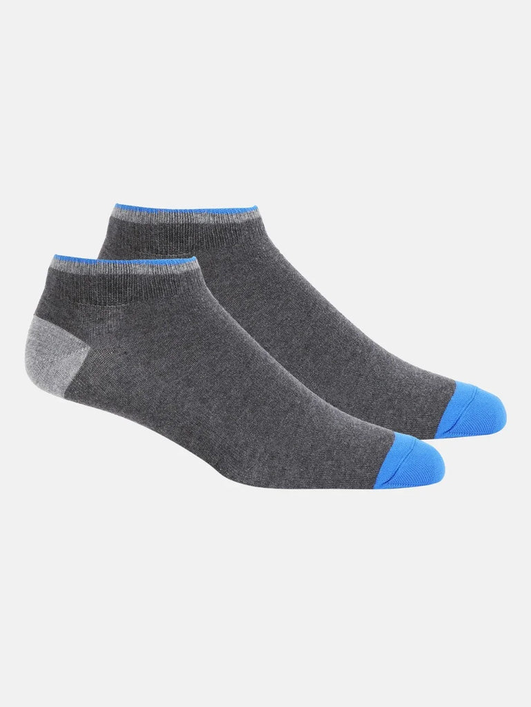 Charcoal Melange Jockey Men's Compact Cotton Stretch Low Show Socks With Stay Fresh Treatment