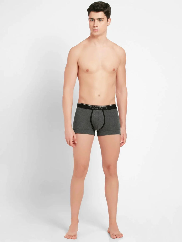 Charcoal Melange Jockey Cotton rib Solid Trunk Underwear For Men