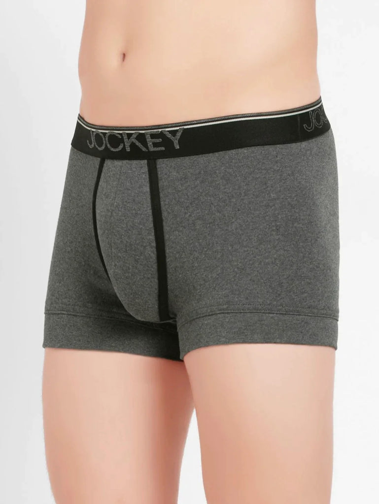 Charcoal Melange Jockey Cotton rib Solid Trunk Underwear For Men