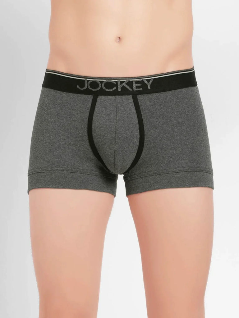 Charcoal Melange Jockey Cotton rib Solid Trunk Underwear For Men