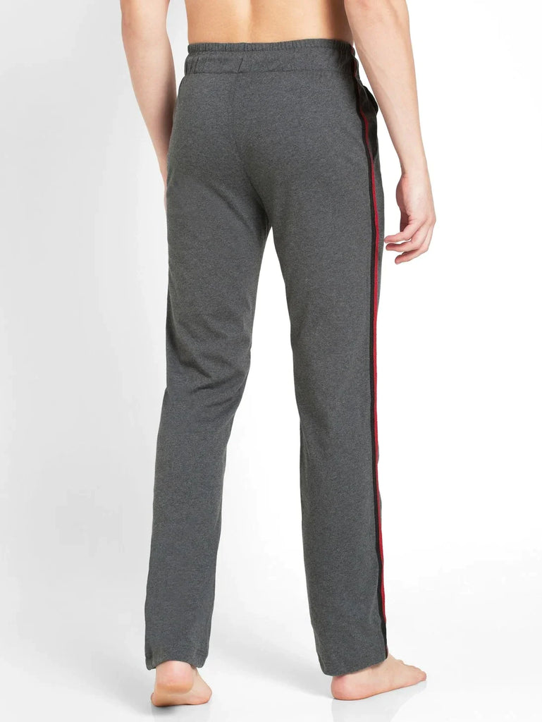 Charcoal Melange & Neon Blue Slim Fit JOCKEY Men's Trackpants