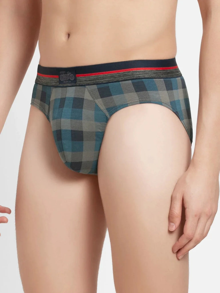 Charcoal Melange Print Jockey checkered brief underwear for men