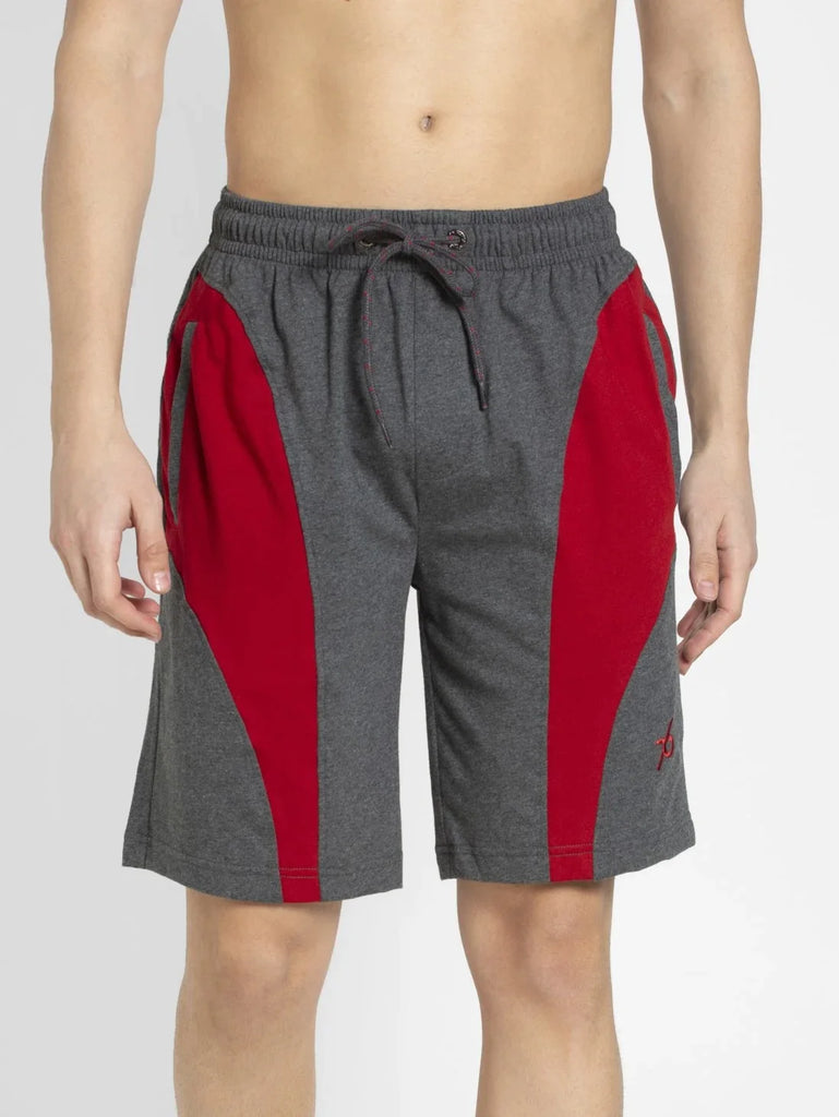 Charcoal Melange & Shanghai Red JOCKEY Men's Straight Fit Solid Shorts