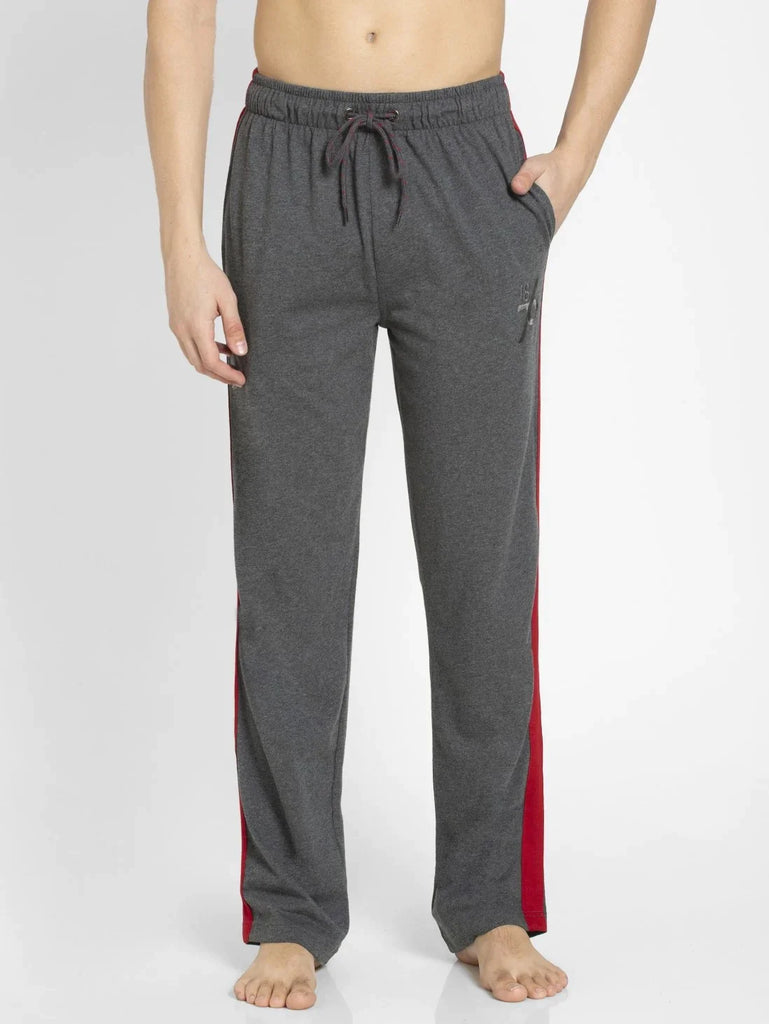 Charcoal Melange & Shanghai Red Straight Fit JOCKEY Men's Trackpants.