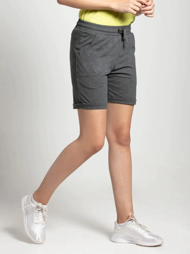 Charcoal Melange JOCKEY Women's Regular Fit Shorts