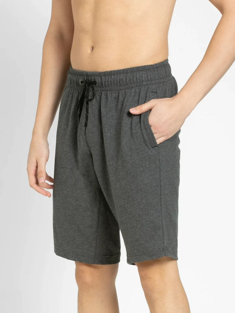 Charcoal Melange JOCKEY Men's Straight Fit Printed Shorts