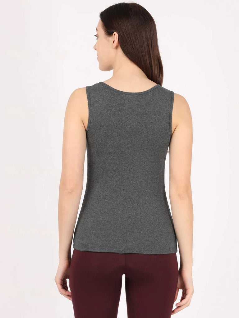 Charcoal Melange JOCKEY Women's Slim Fit Solid Tank Top