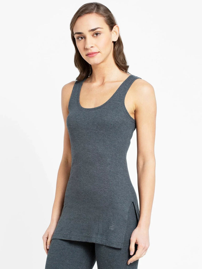 Charcoal Melange JOCKEY Women's Super Combed Cotton Thermal Tank Top