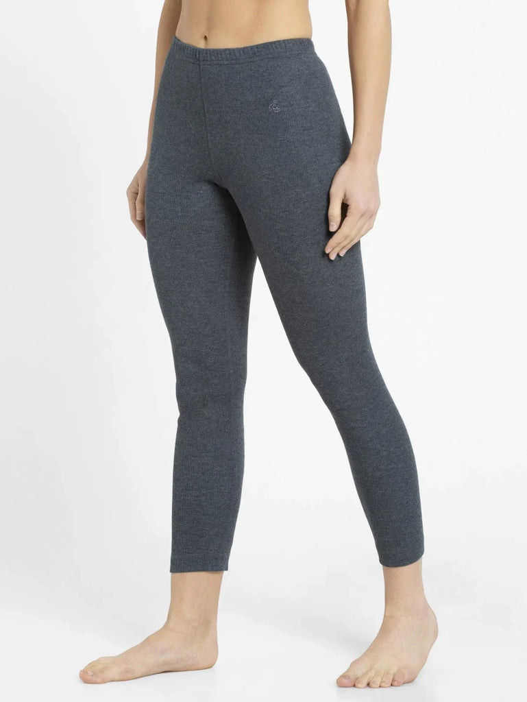 Charcoal Melange Women's Super Combed Cotton Rich Thermal Leggings with Stay Warm Technology