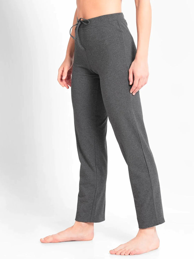 Charcoal Melange Slim Fit JOCKEY Women's Trackpants 