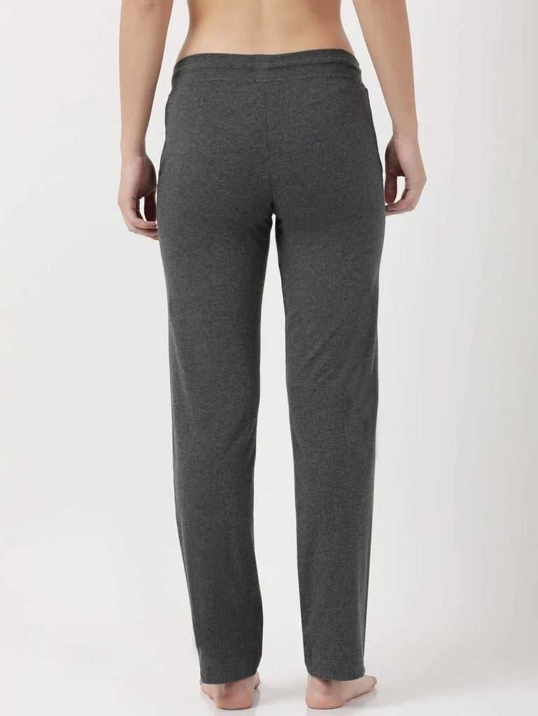 Charcoal Melange Relaxed Fit JOCKEY Women's Trackpants 