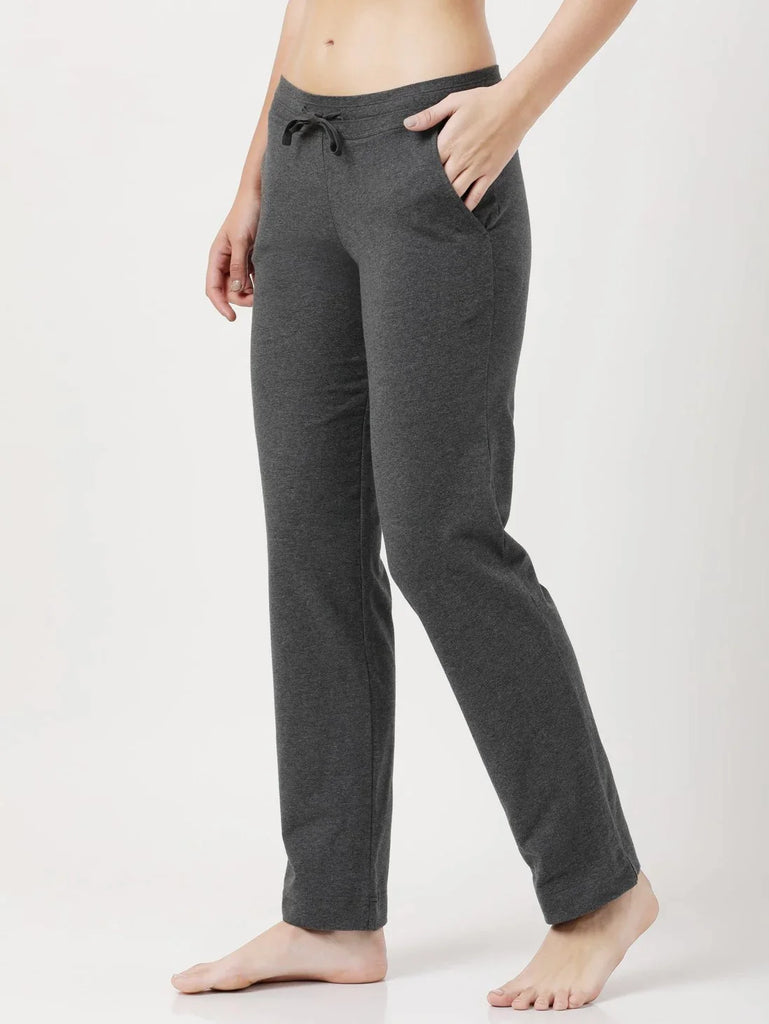 Charcoal MelangeRelaxed Fit JOCKEY Women's Trackpants 