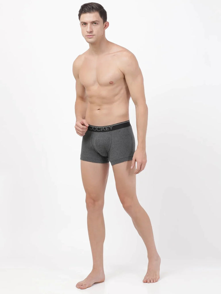 Charcoal Melange Jockey Cotton rib Solid Trunk Underwear For Men