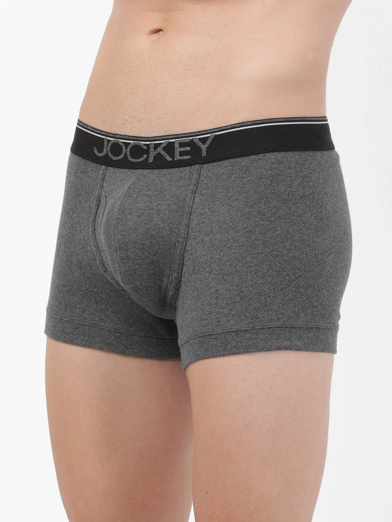 Charcoal Melange Jockey Cotton rib Solid Trunk Underwear For Men