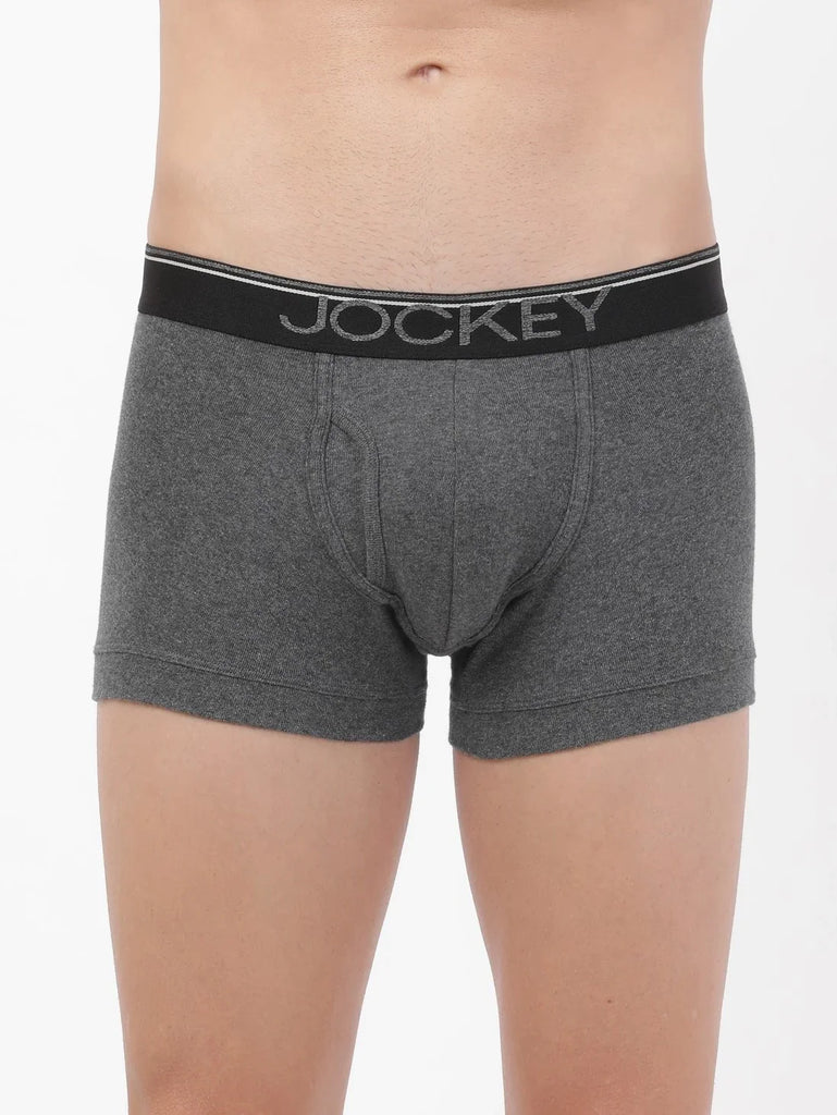 Charcoal Melange Jockey Cotton rib Solid Trunk Underwear For Men