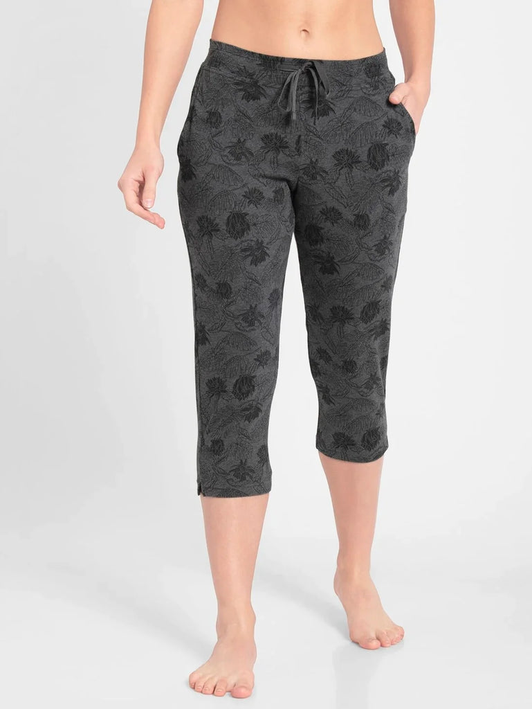 Charcoal Printed JOCKEY Women's Slim Fit Capri.