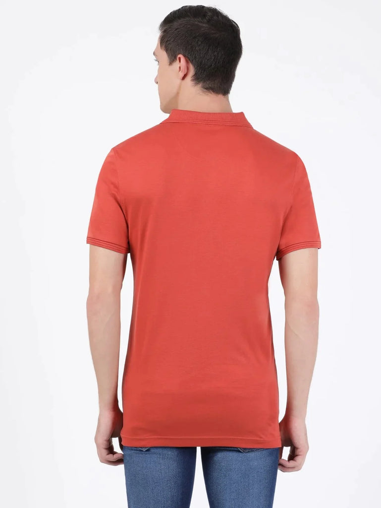 Cinnabar JOCKEY Men's Solid Half Sleeve Polo T-Shirt