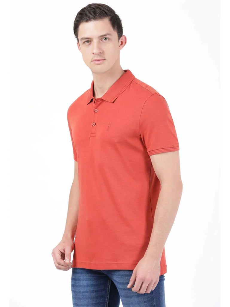 Cinnabar JOCKEY Men's Solid Half Sleeve Polo T-Shirt