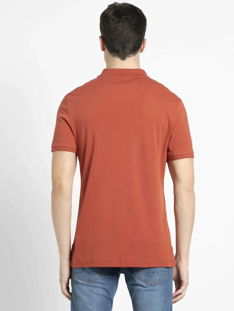 Cinnabar  JOCKEY Men's Solid Half Sleeve Polo T-Shirt