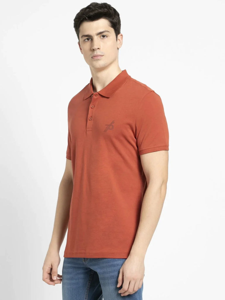 Cinnabar JOCKEY Men's Solid Half Sleeve Polo T-Shirt