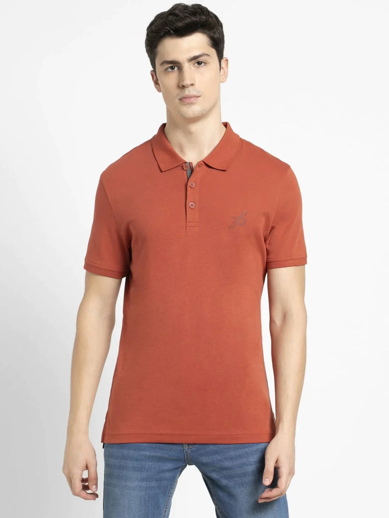 Cinnabar JOCKEY Men's Solid Half Sleeve Polo T-Shirt