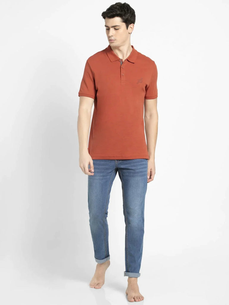 Cinnabar JOCKEY Men's Solid Half Sleeve Polo T-Shirt