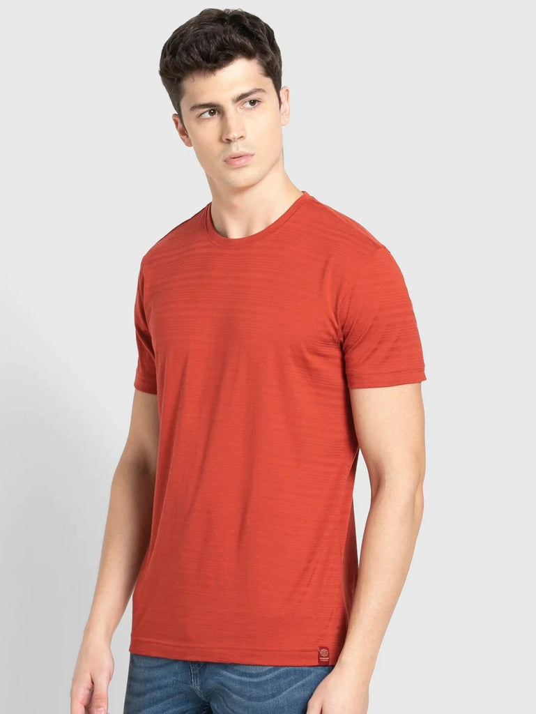 Cinnabar JOCKEY Men's Solid Round Neck Half Sleeve T-Shirt