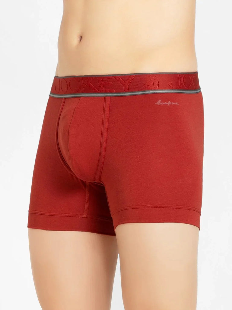 Cinnabar Jockey Elastane Stretch Solid Trunk Underwear For Men